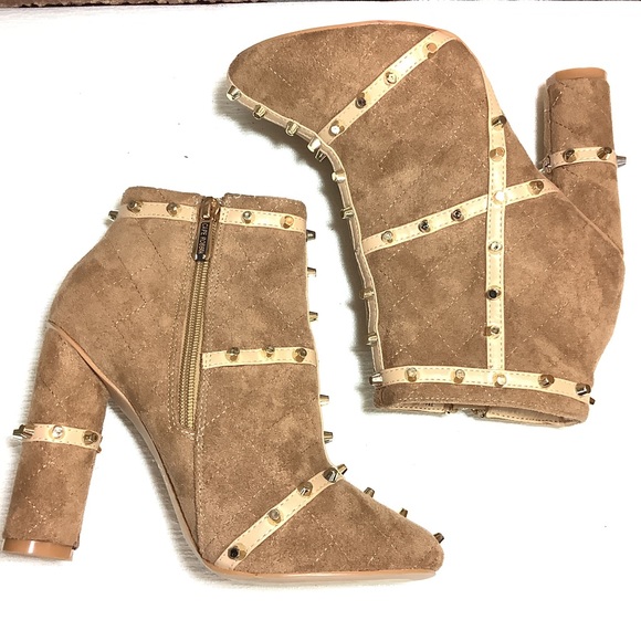 CAPE ROBIN “Maura” Studded Faux-Suede Quilted Booties - Picture 2 of 12